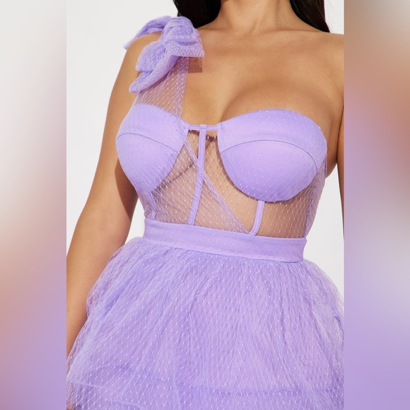 ‼️SOLD ‼️ 🌟 Fashion Nova Flirty Affair Tulle Gown - Lavender - NWT 🌟 - Picture 3 of 6